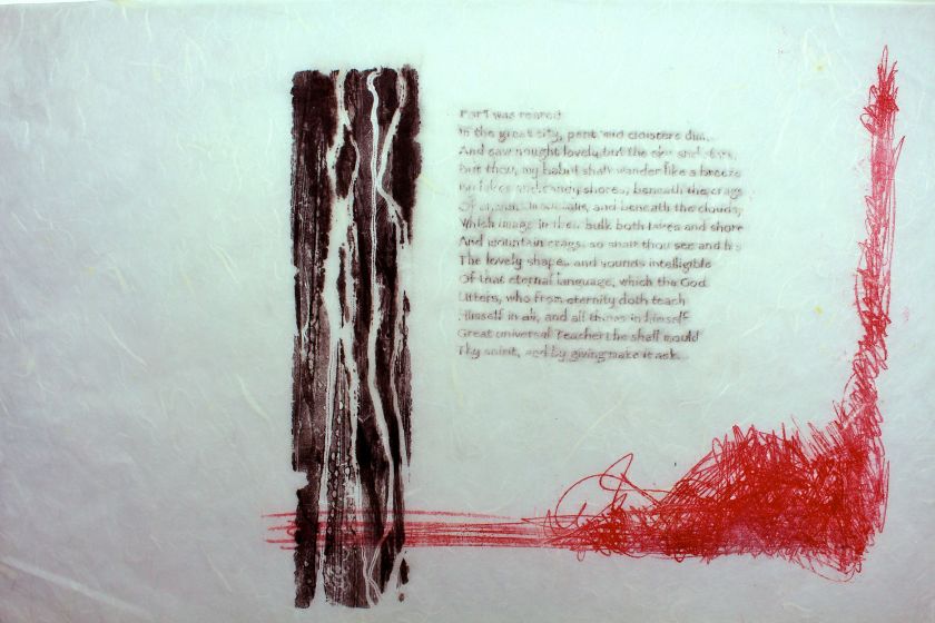 Mid Cloisters Dim: Intaglio, monoprint on mulberry paper 32 x 45 cm